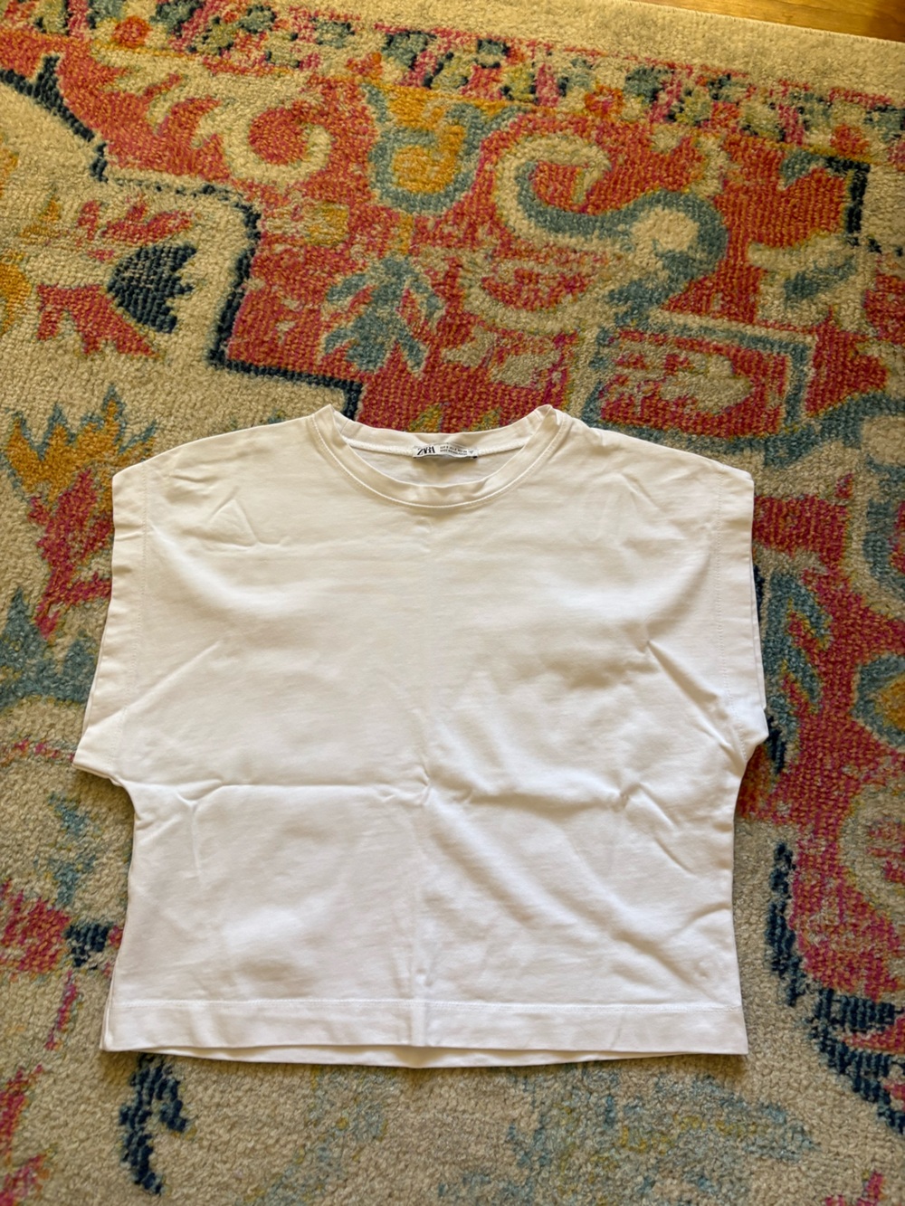 Zara White Relaxed Boxy Short Sleeve Tee